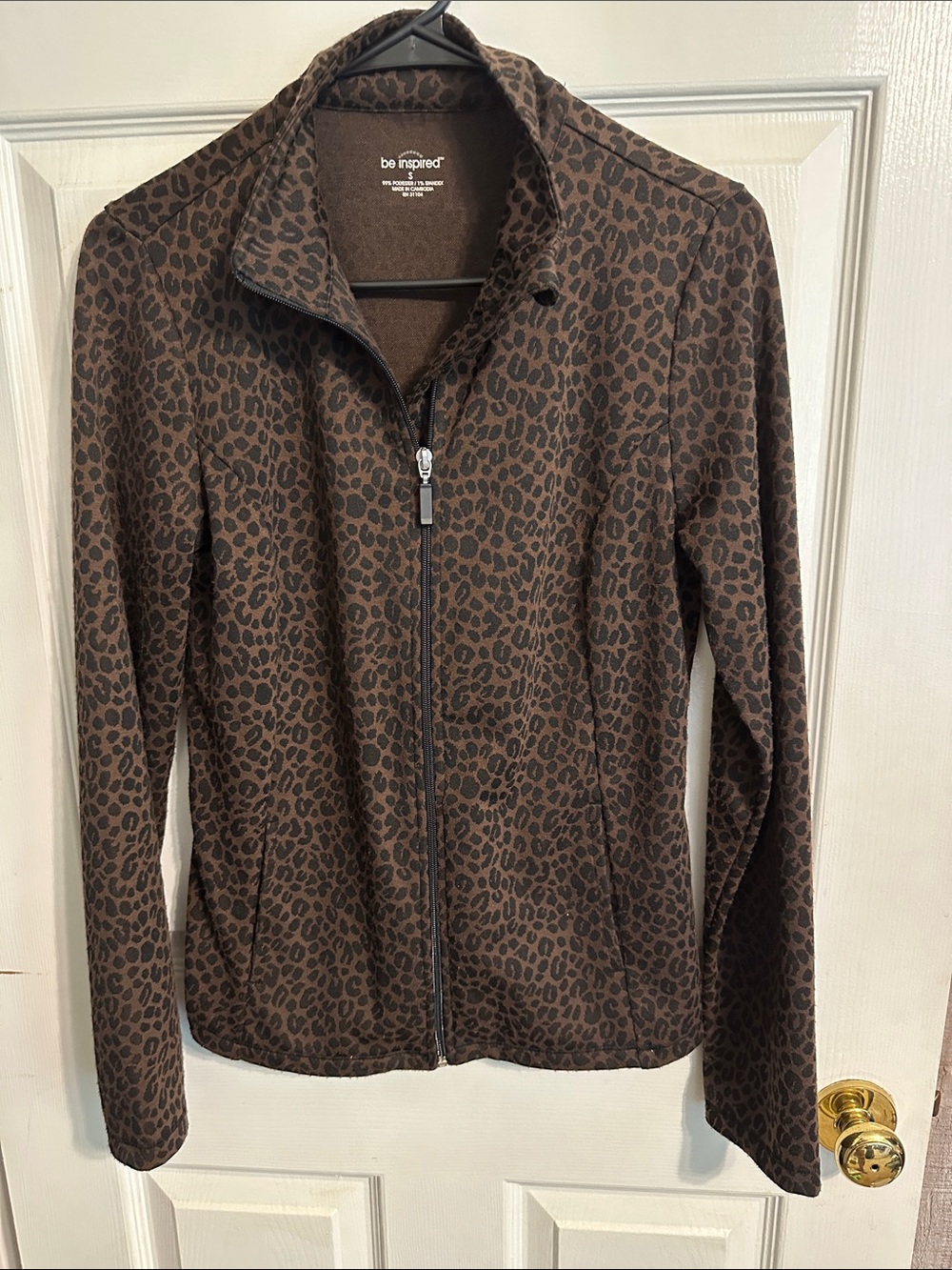 be inspired Brown Leopard Print Full-Zip Bomber Jacket